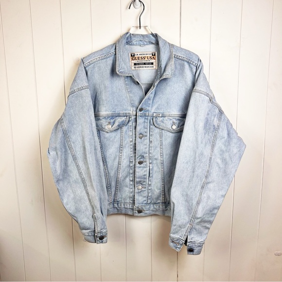 GUESS USA CLASSIC STYLE by George Marciano Green Label Light Wash Jean Jacket XL - Picture 10 of 14